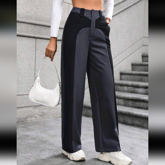 Color-blocked High-waisted Straight-leg Pants - Picture 5 of 5